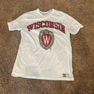 Under Armour White Tee with Red Wisconsin Logo